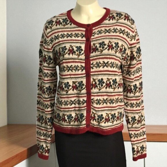 Vintage Paul Harris Design cardigan button down knitted sweater floral - Picture 1 of 11
